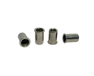 Smooth-body rivet nuts with open ends and flanges