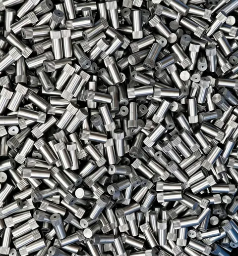 Cylindrical pin references with straight knurled end sections and axial end holes
