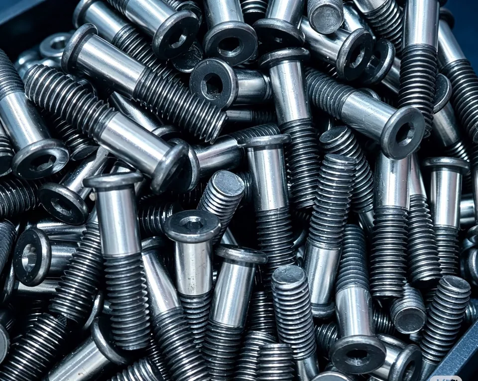 Product photograph of socket-head shoulder fasteners with threaded ends