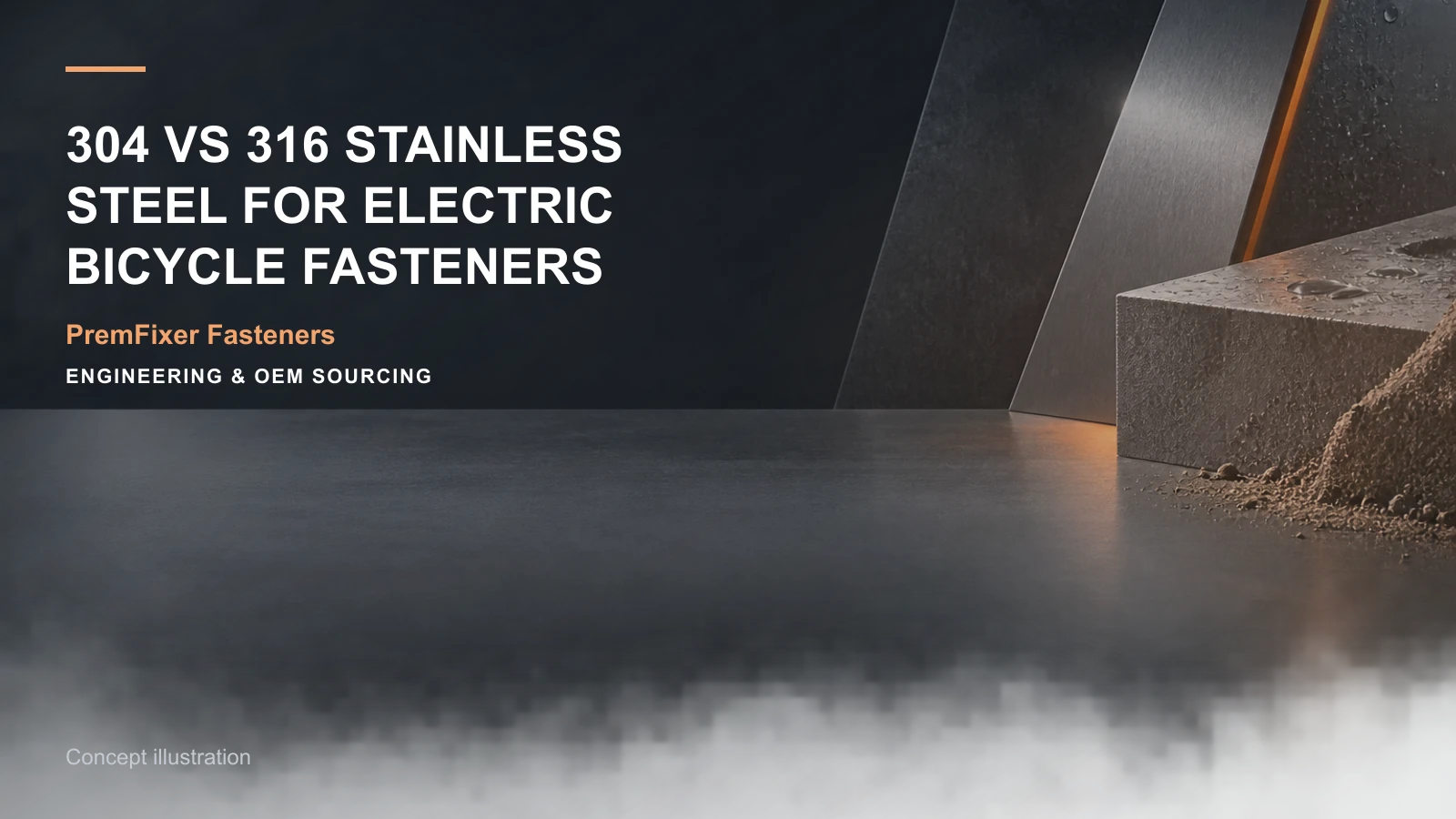 Concept illustration for 304 vs 316 Stainless Steel for Electric Bicycle Fasteners.
