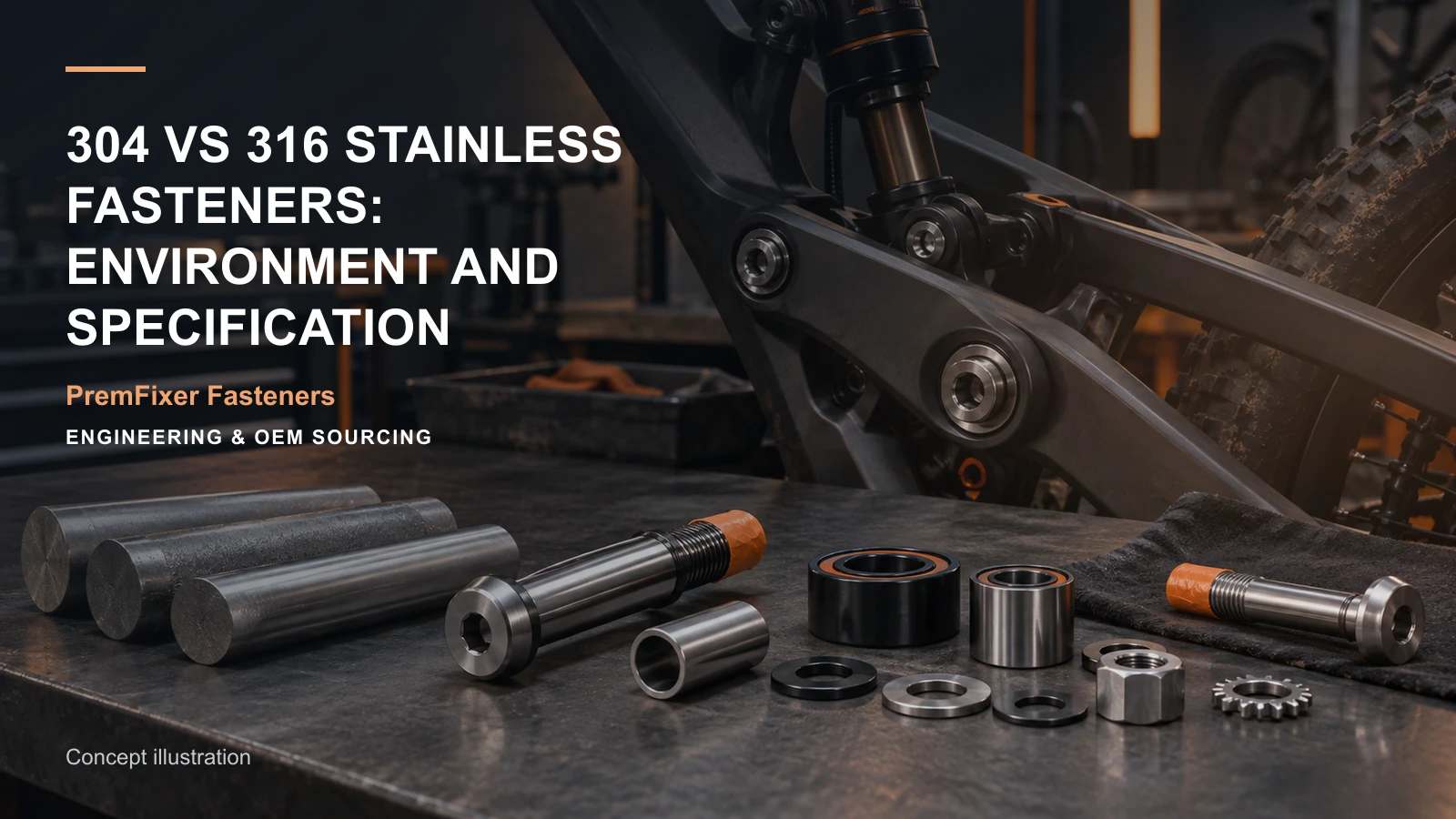 Concept illustration for 304 vs 316 Stainless Fasteners: Environment and Specification.