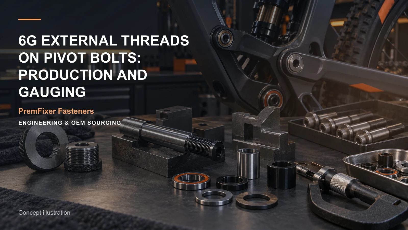 Concept illustration for 6g External Threads on Pivot Bolts: Production and Gauging.