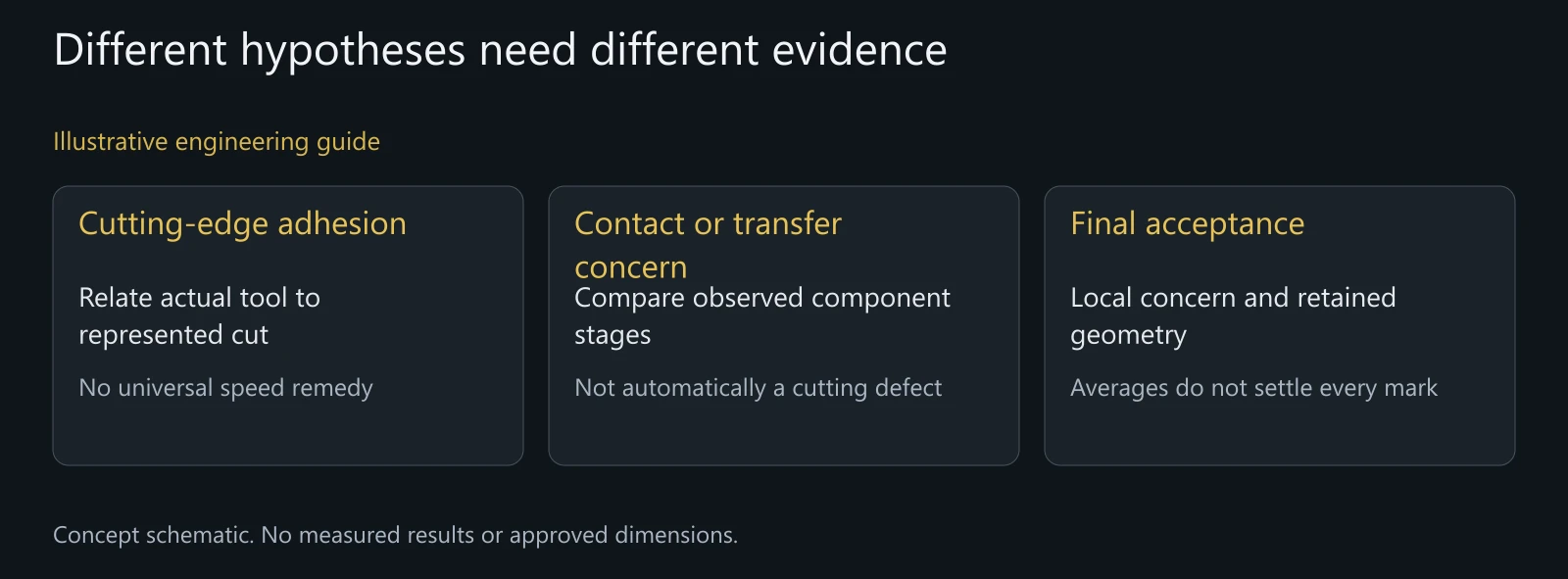 Illustrative investigation boundaries, not a recorded failure analysis or successful correction.