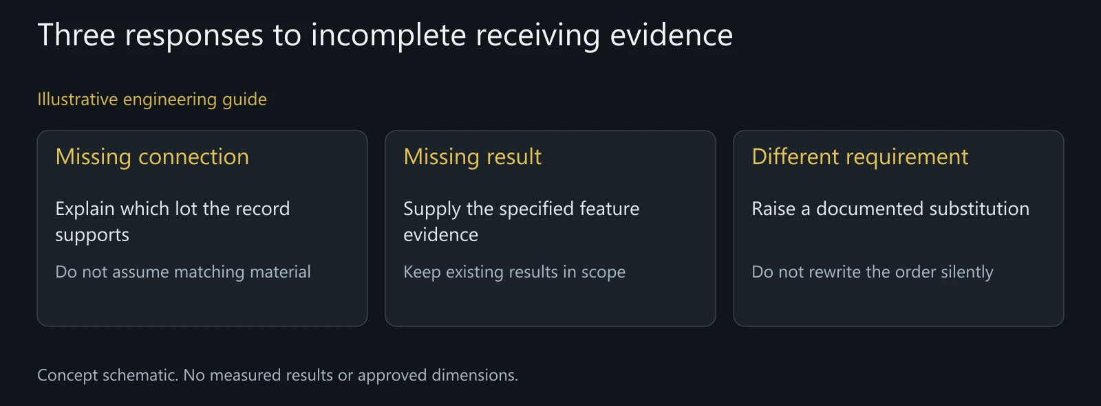 Illustrative receiving decision branches, not an acceptance report for an actual delivery.