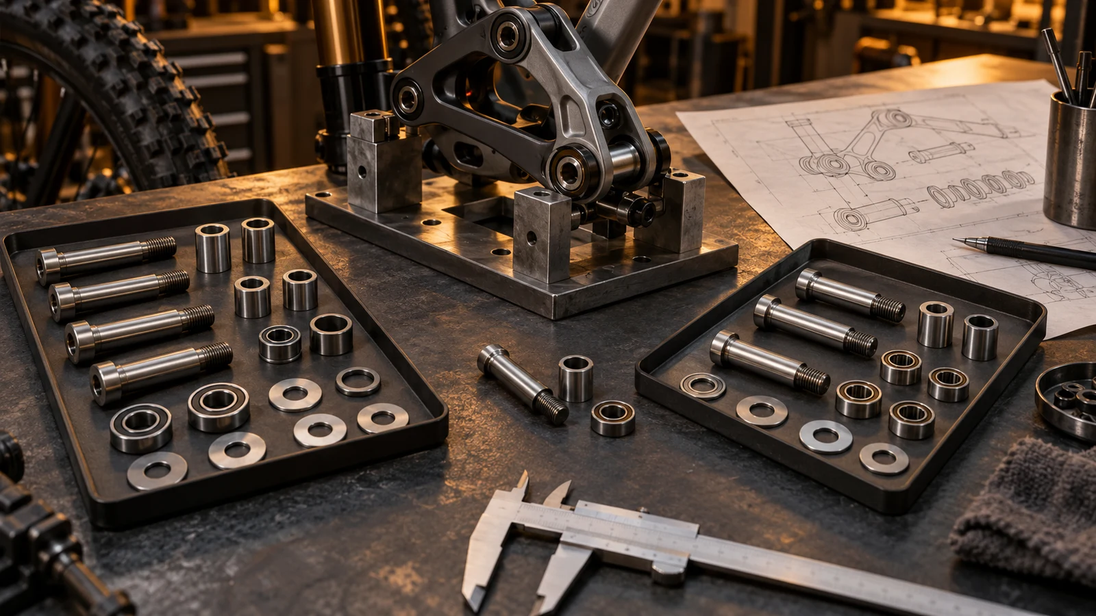 Concept alternative-source review bench with separate reference and candidate pivot trays and linkage jig; not an approved replacement or actual qualification test.
