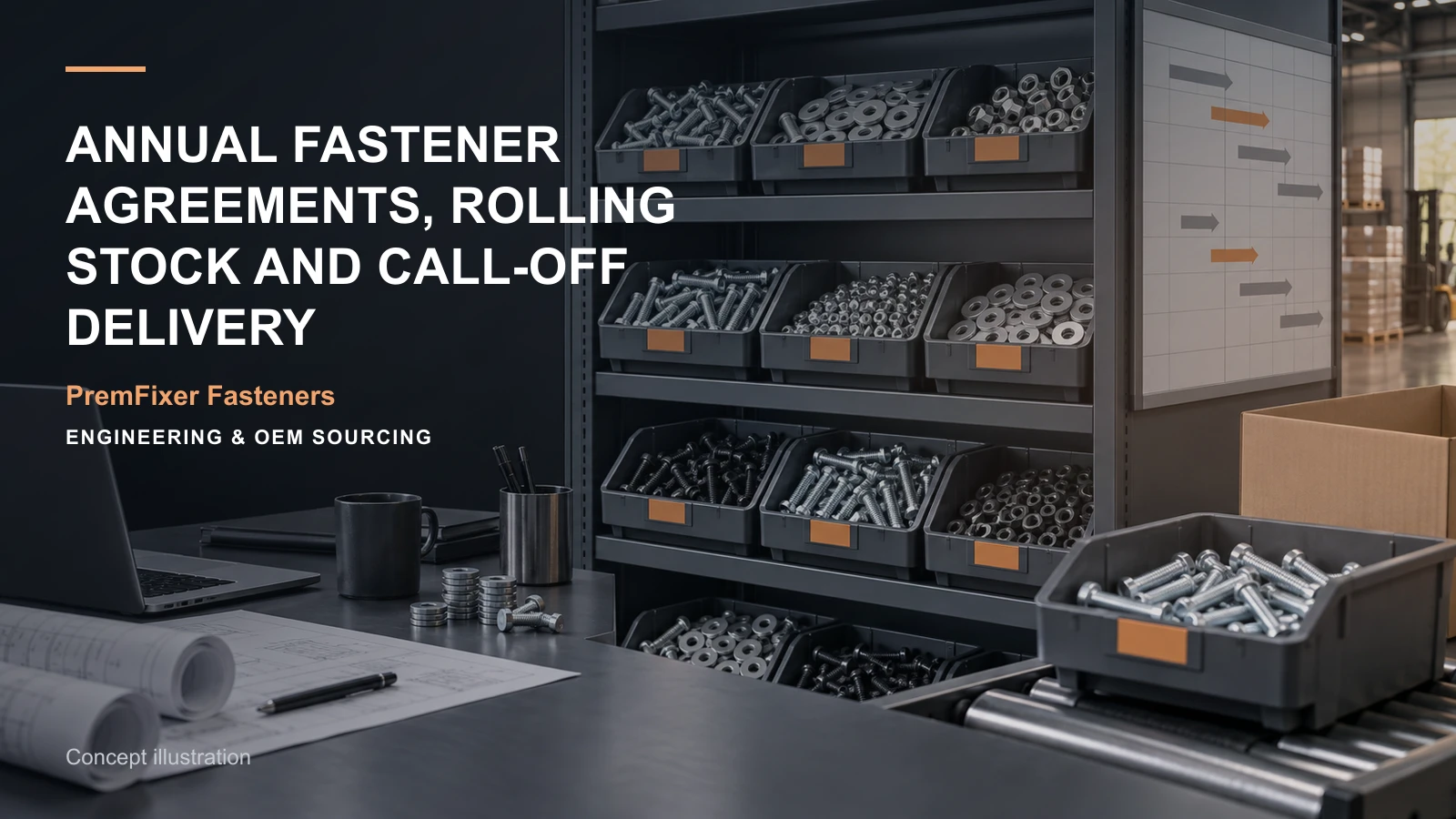 Conceptual engineering workspace introducing an annual fastener supply agreement for bicycle and electric-mobility OEM teams.