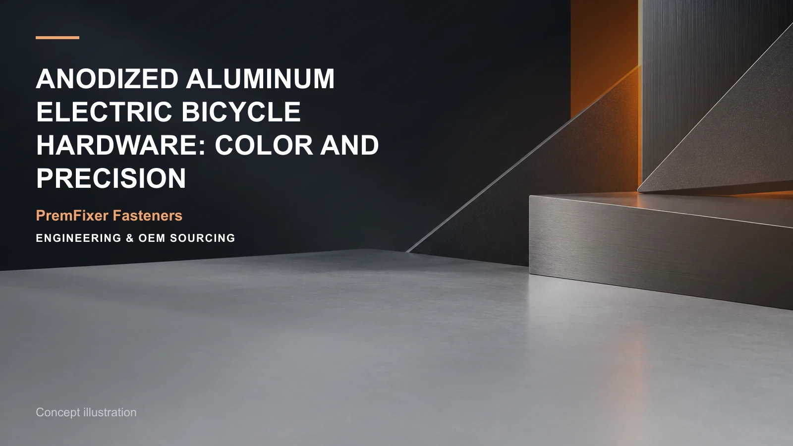 Concept illustration for Anodized Aluminum Electric Bicycle Hardware: Color and Precision.
