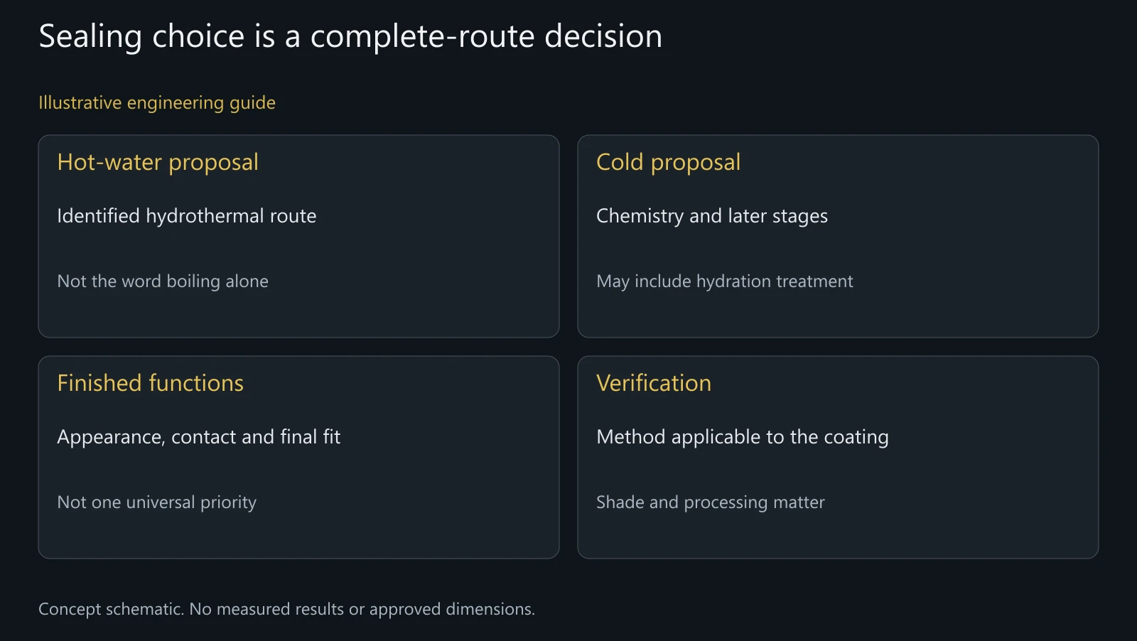 Concept sealing-route comparison, not an anodic pore measurement, bath recipe or qualified treatment result.