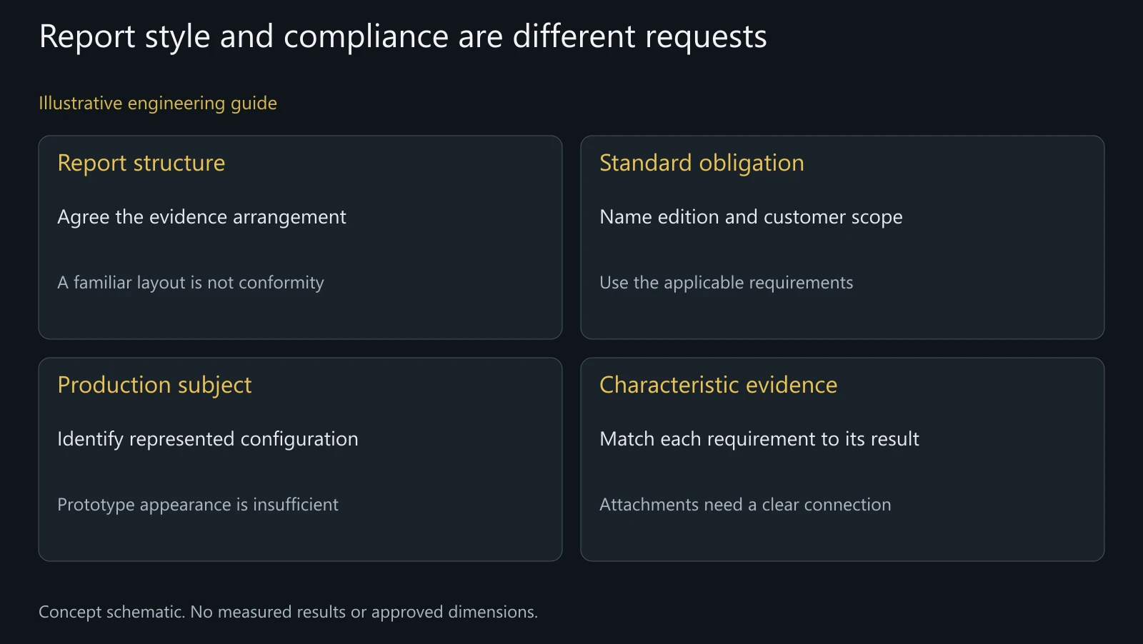 Concept first-article request map, not an AS9102 report, certificate or completed sample inspection.