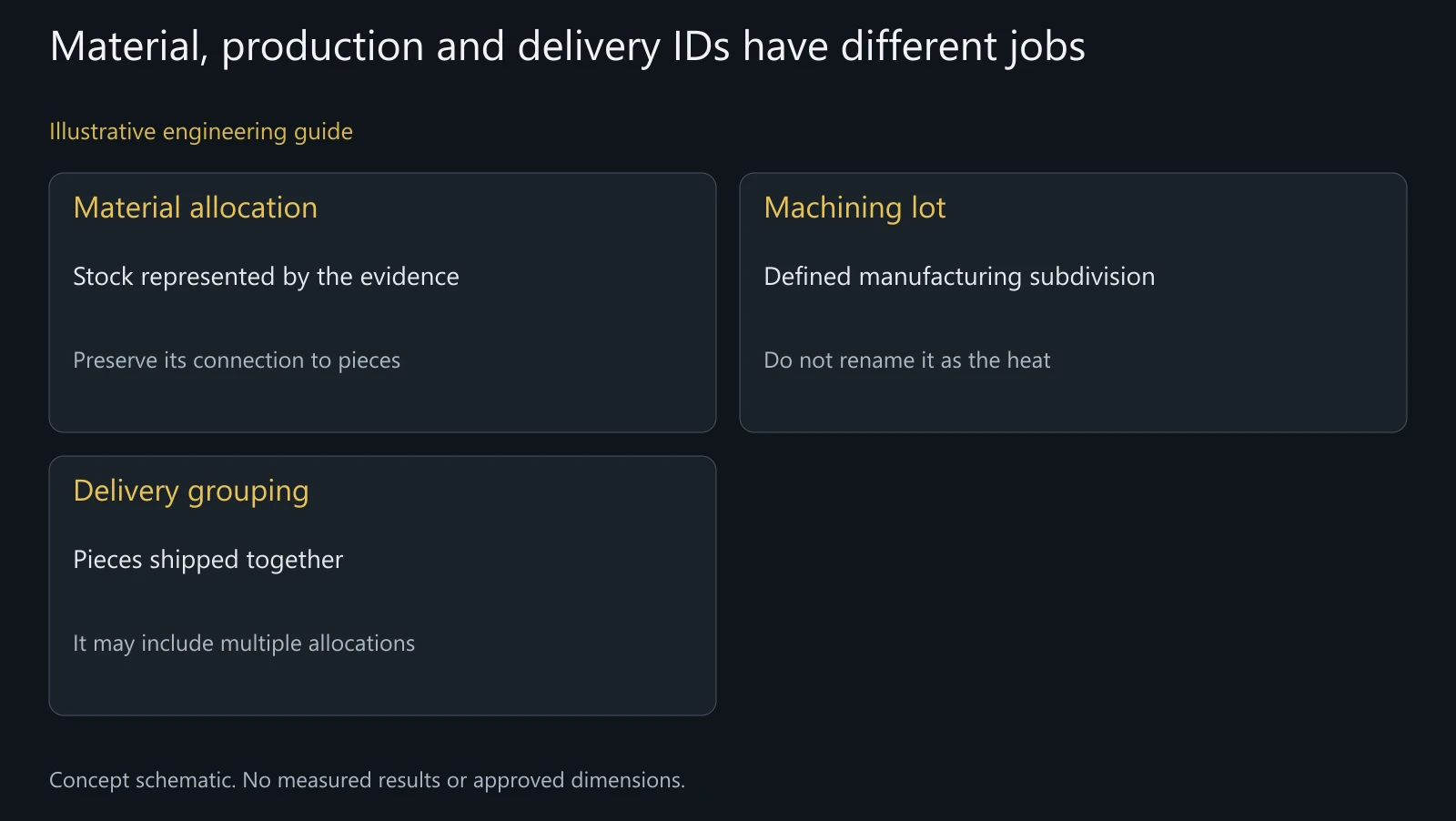 Concept identity relationships, not an actual traceability record, heat allocation or certificate.