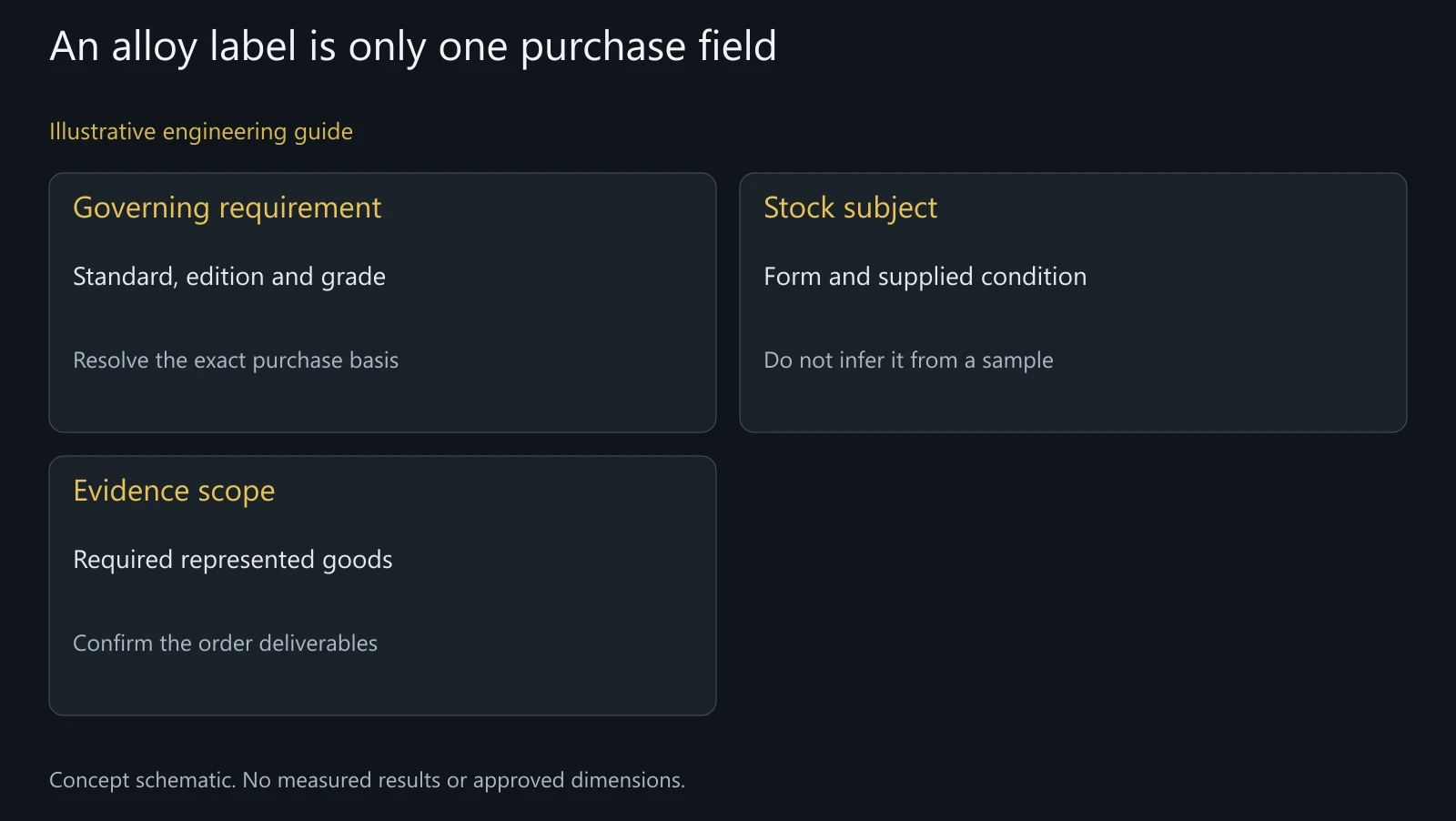Concept titanium purchase fields, not a genuine material certificate or a full standard-equivalence assessment.