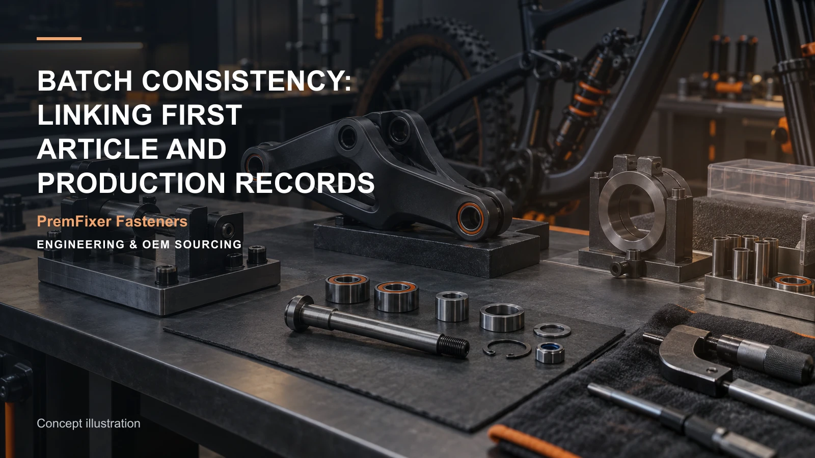 Concept illustration for Batch Consistency: Linking First Article and Production Records.