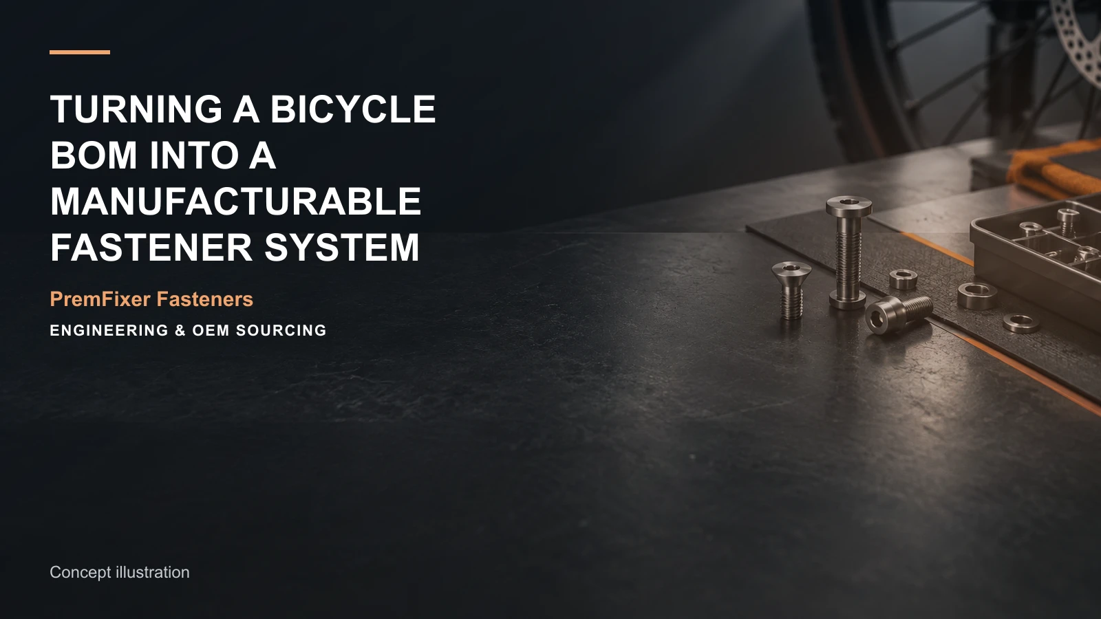 Concept illustration for Turning a Bicycle BOM into a Manufacturable Fastener System.