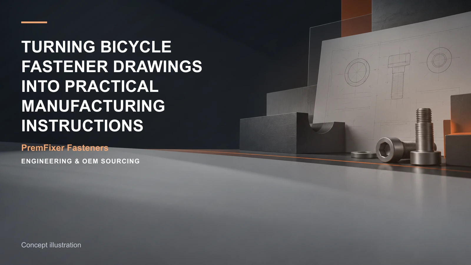 Concept illustration for Turning Bicycle Fastener Drawings into Practical Manufacturing Instructions.