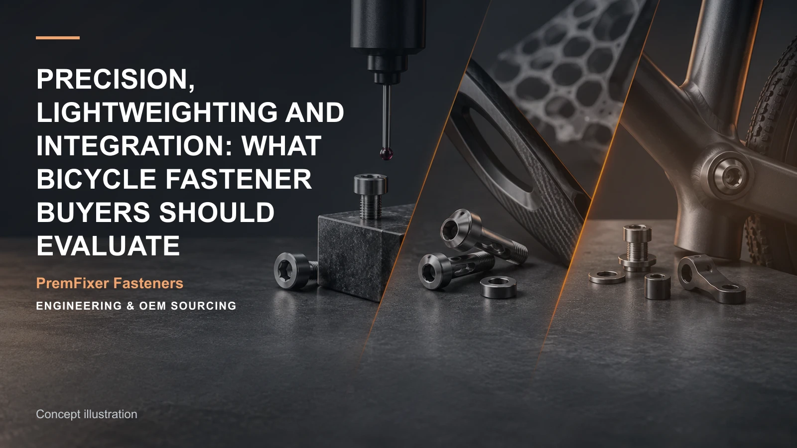 Concept illustration for Precision, Lightweighting and Integration: What Bicycle Fastener Buyers Should Evaluate.