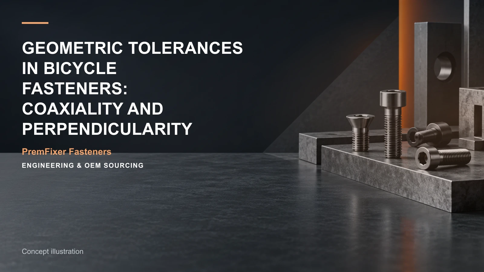 Concept illustration for Geometric Tolerances in Bicycle Fasteners: Coaxiality and Perpendicularity.