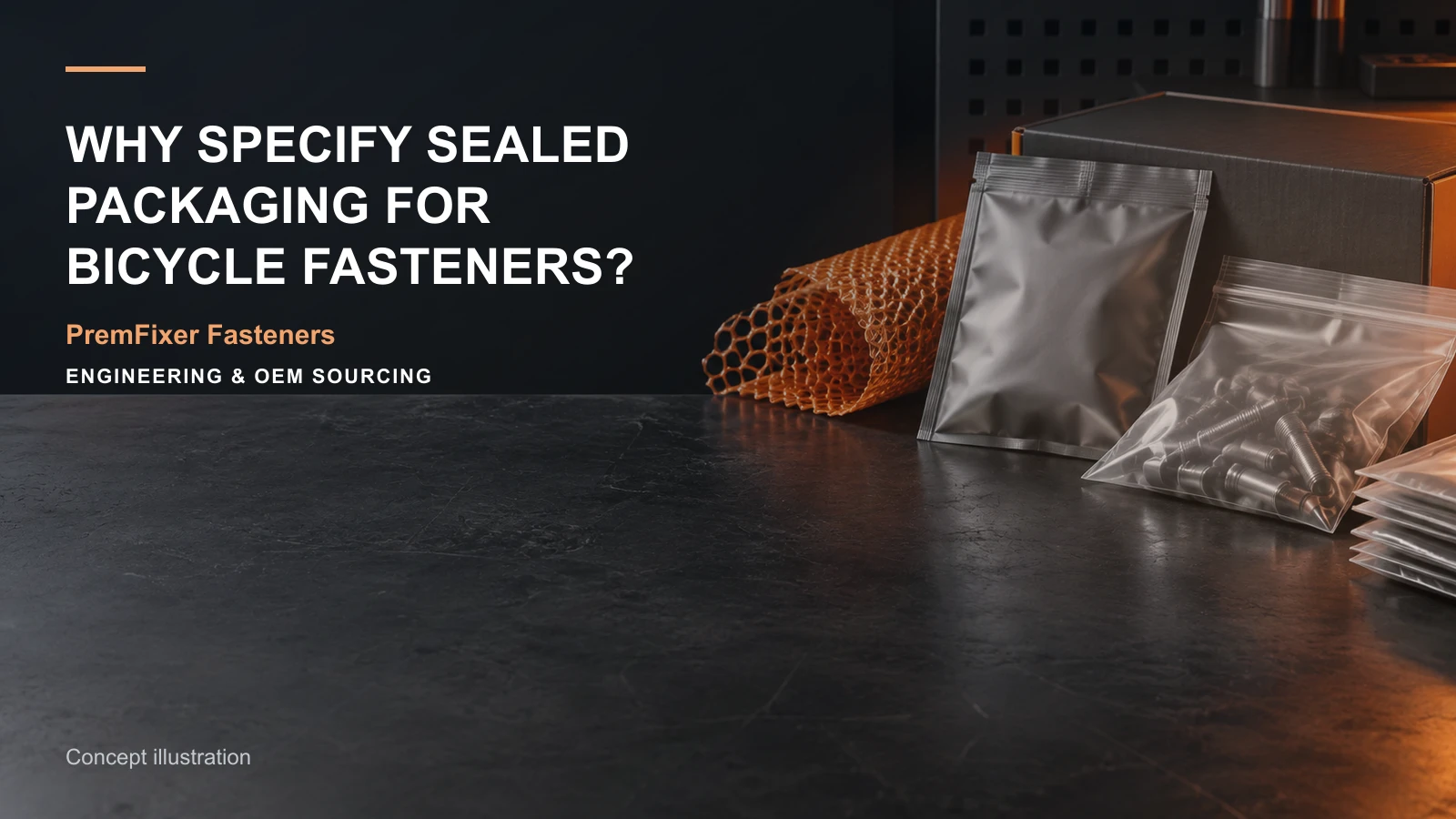 Concept illustration for Why Specify Sealed Packaging for Bicycle Fasteners?.