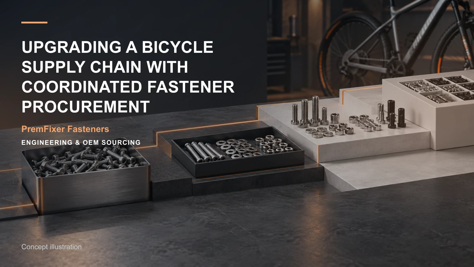 Concept illustration for Upgrading a Bicycle Supply Chain with Coordinated Fastener Procurement.