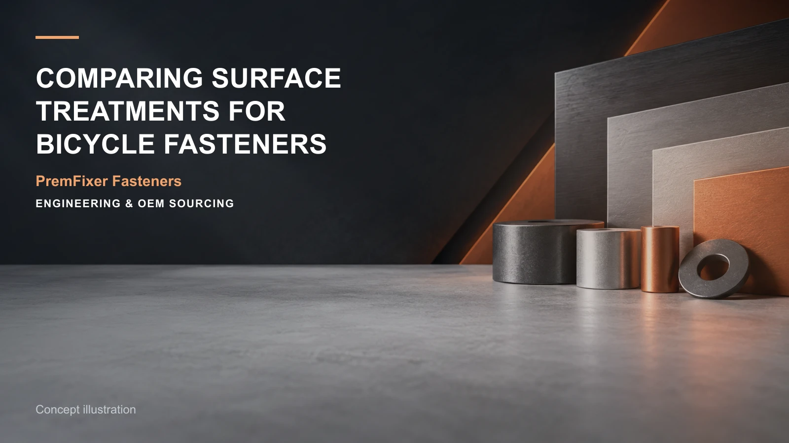 Concept illustration for Comparing Surface Treatments for Bicycle Fasteners.