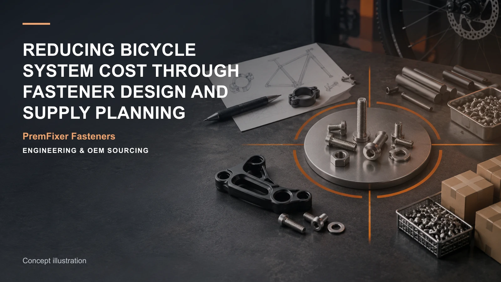Concept illustration for Reducing Bicycle System Cost Through Fastener Design and Supply Planning.