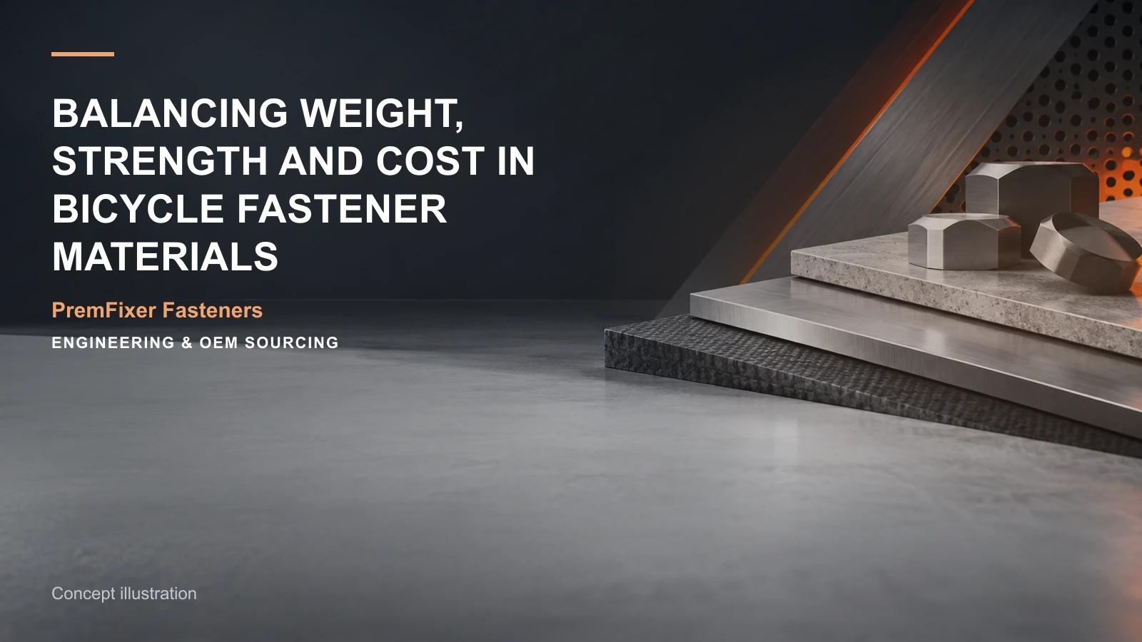 Concept illustration for Balancing Weight, Strength and Cost in Bicycle Fastener Materials.