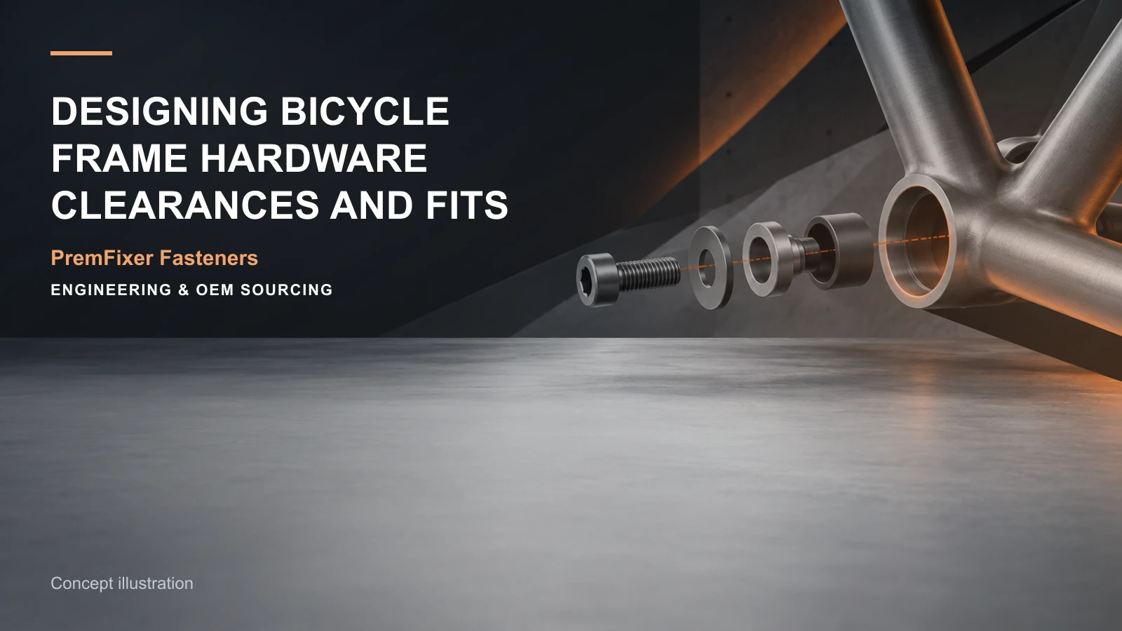 Concept illustration for Designing Bicycle Frame Hardware Clearances and Fits.