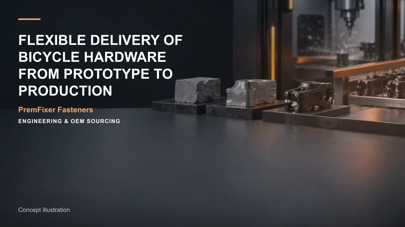 Concept illustration for Flexible Delivery of Bicycle Hardware from Prototype to Production.