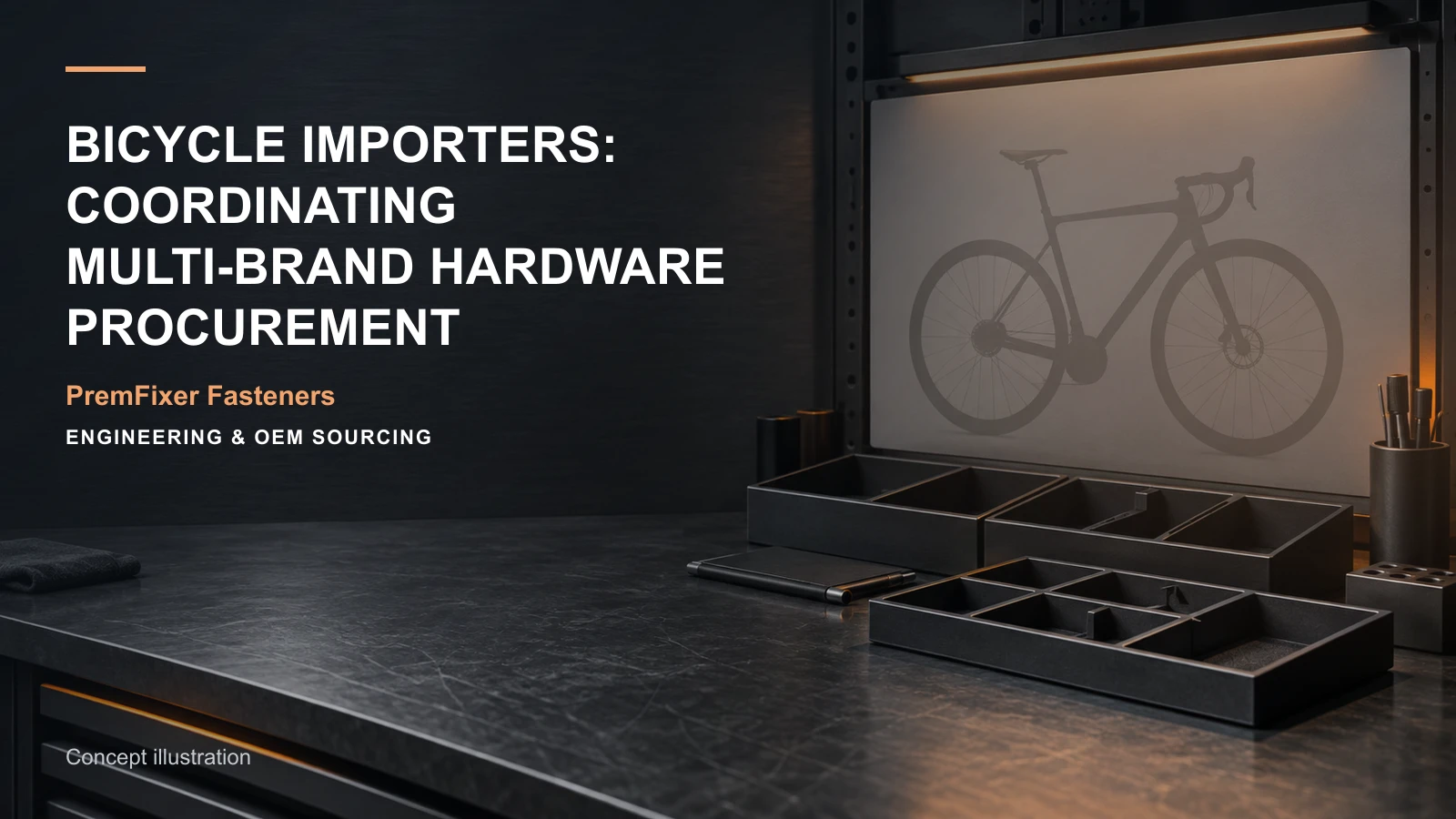 Conceptual engineering workspace introducing multi-brand hardware imports for bicycle and electric-mobility OEM teams.