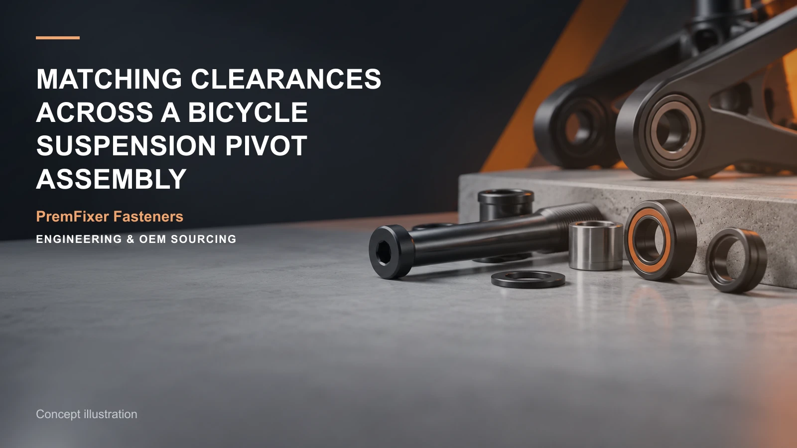 Concept illustration for Matching Clearances Across a Bicycle Suspension Pivot Assembly.