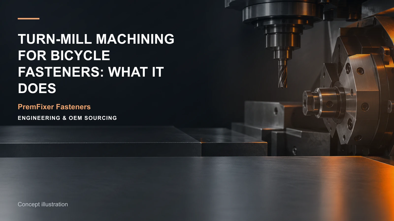 Concept illustration for Turn-Mill Machining for Bicycle Fasteners: What It Does.
