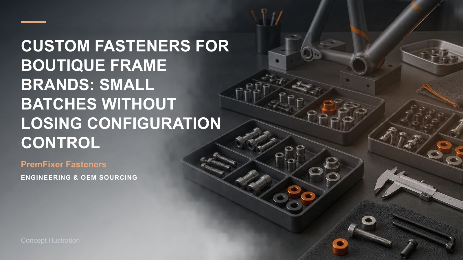 Concept illustration for Custom Fasteners for Boutique Frame Brands: Small Batches Without Losing Configuration Control.