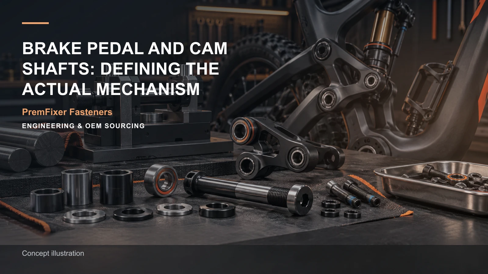 Concept illustration for Brake Pedal and Cam Shafts: Defining the Actual Mechanism.