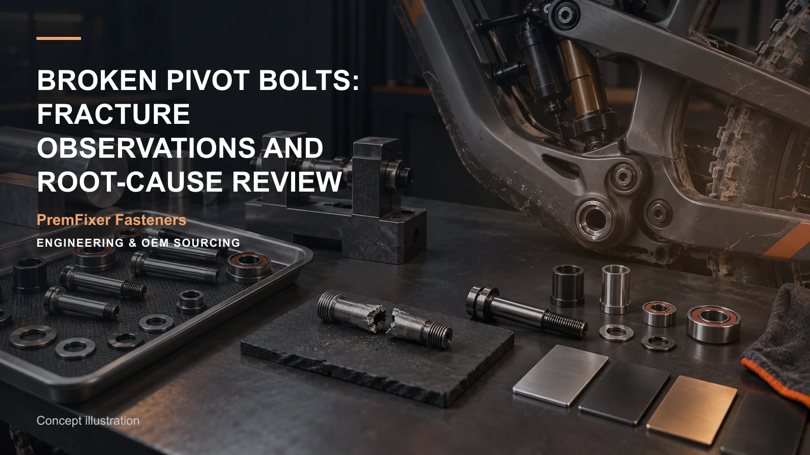 Concept illustration for Broken Pivot Bolts: Fracture Observations and Root-Cause Review.