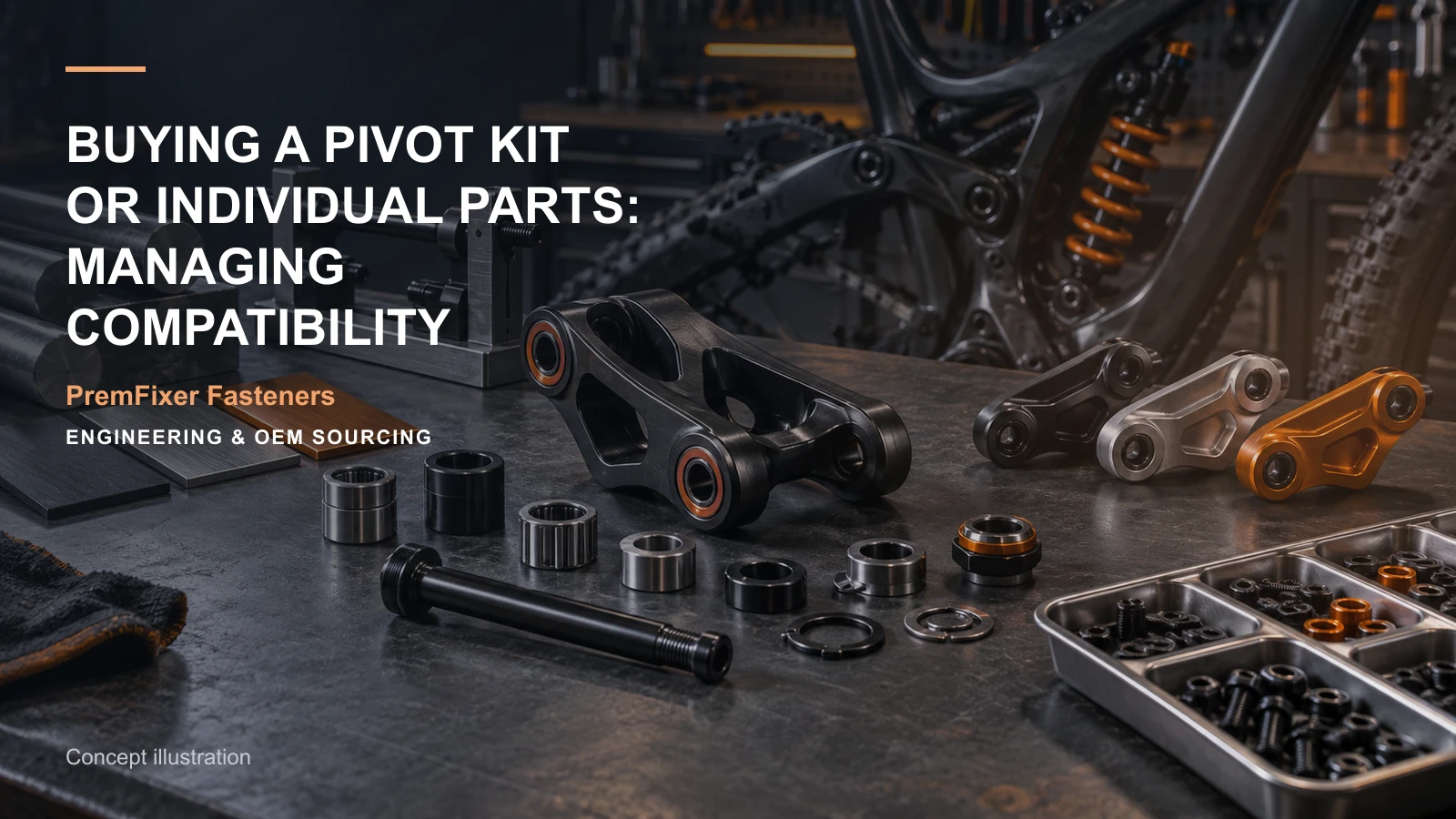 Concept illustration for Buying a Pivot Kit or Individual Parts: Managing Compatibility.