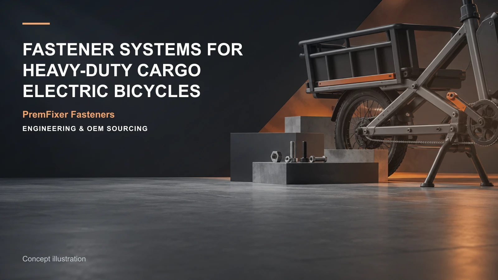 Concept illustration for Fastener Systems for Heavy-Duty Cargo Electric Bicycles.