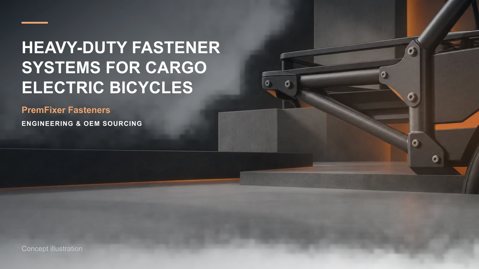 Concept illustration for Heavy-Duty Fastener Systems for Cargo Electric Bicycles.