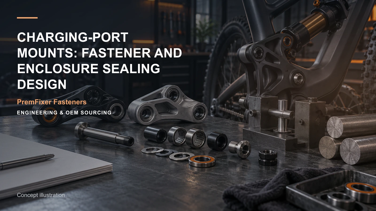 Concept illustration for Charging-Port Mounts: Fastener and Enclosure Sealing Design.