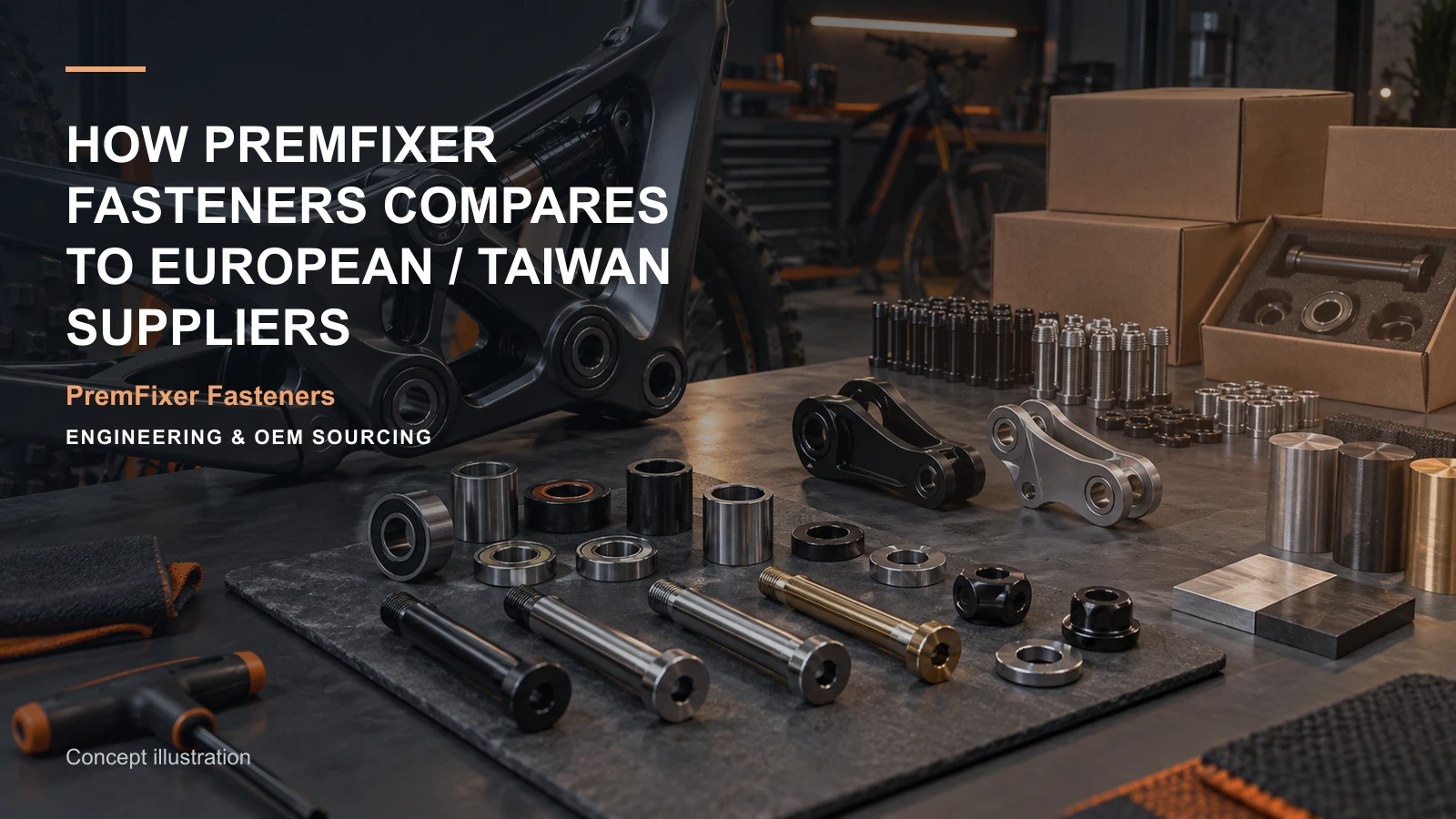 Editorial concept for China Europe and Taiwan sourcing comparison with cards for comparable supplier matrix, quote comparison table, trade-term responsibility map.