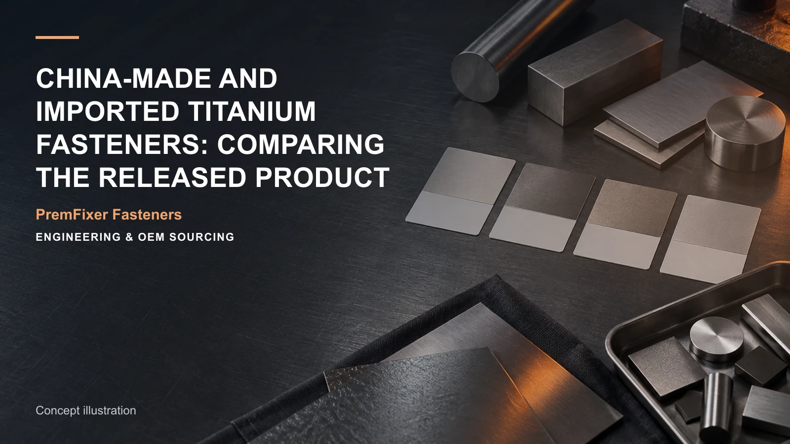 Conceptual engineering workspace introducing domestic and imported titanium hardware for bicycle and electric-mobility OEM teams.