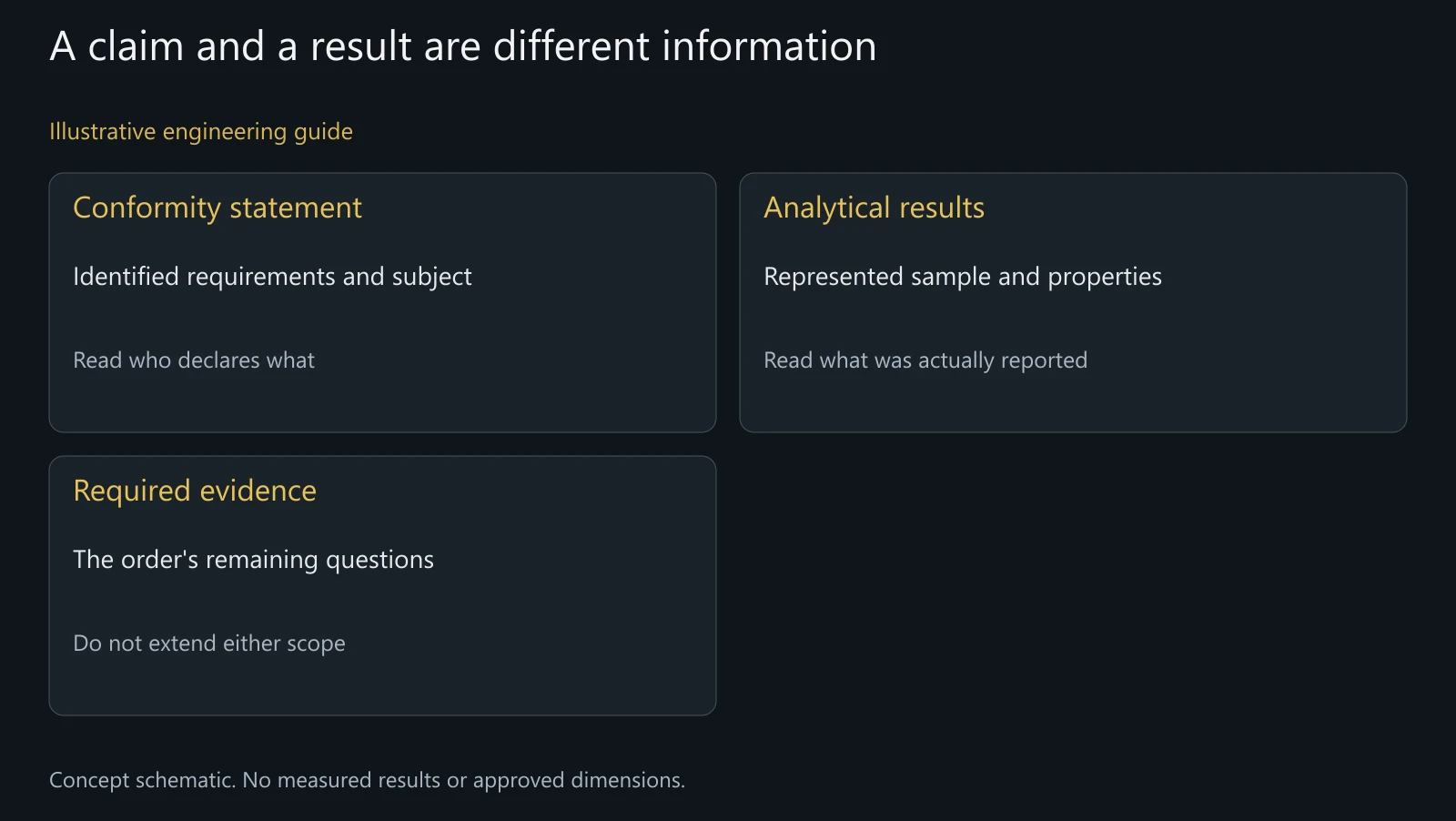 Concept comparison of statement and analytical information, not actual certificates, accreditation or accepted shipment evidence.