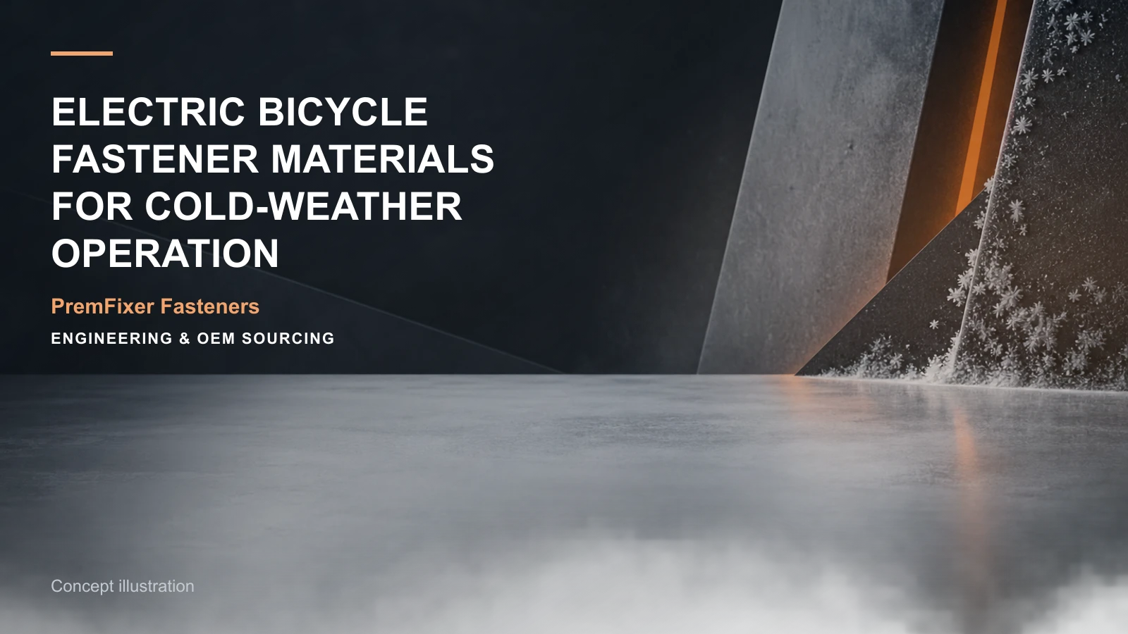 Concept illustration for Electric Bicycle Fastener Materials for Cold-Weather Operation.