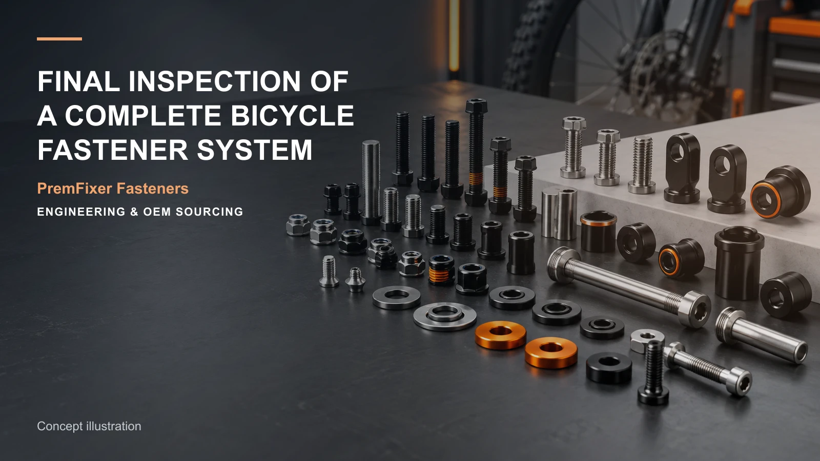 Concept illustration for Final Inspection of a Complete Bicycle Fastener System.