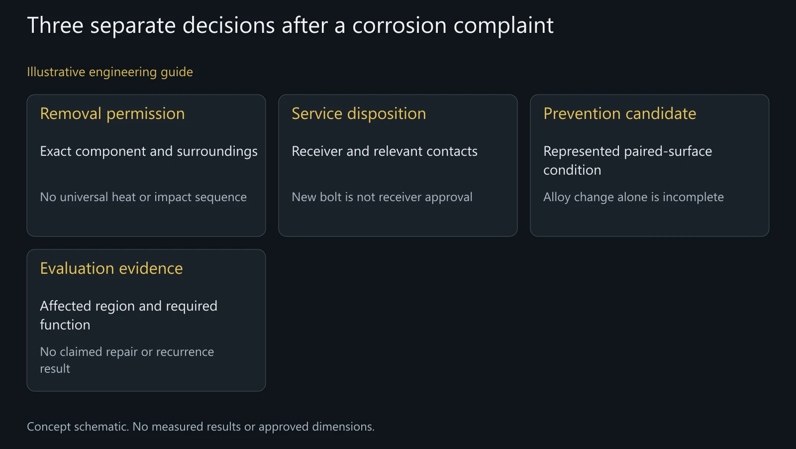 Concept service and prevention boundaries. No actual removal, tested protection system or return-to-service authorization is shown.