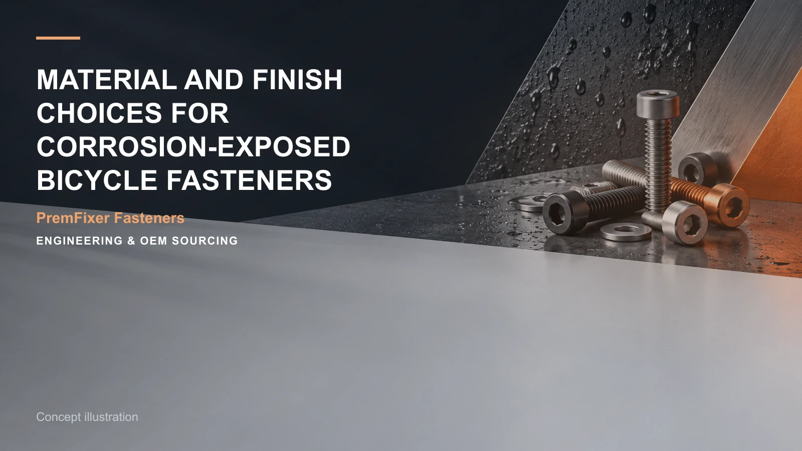 Concept illustration for Material and Finish Choices for Corrosion-Exposed Bicycle Fasteners.