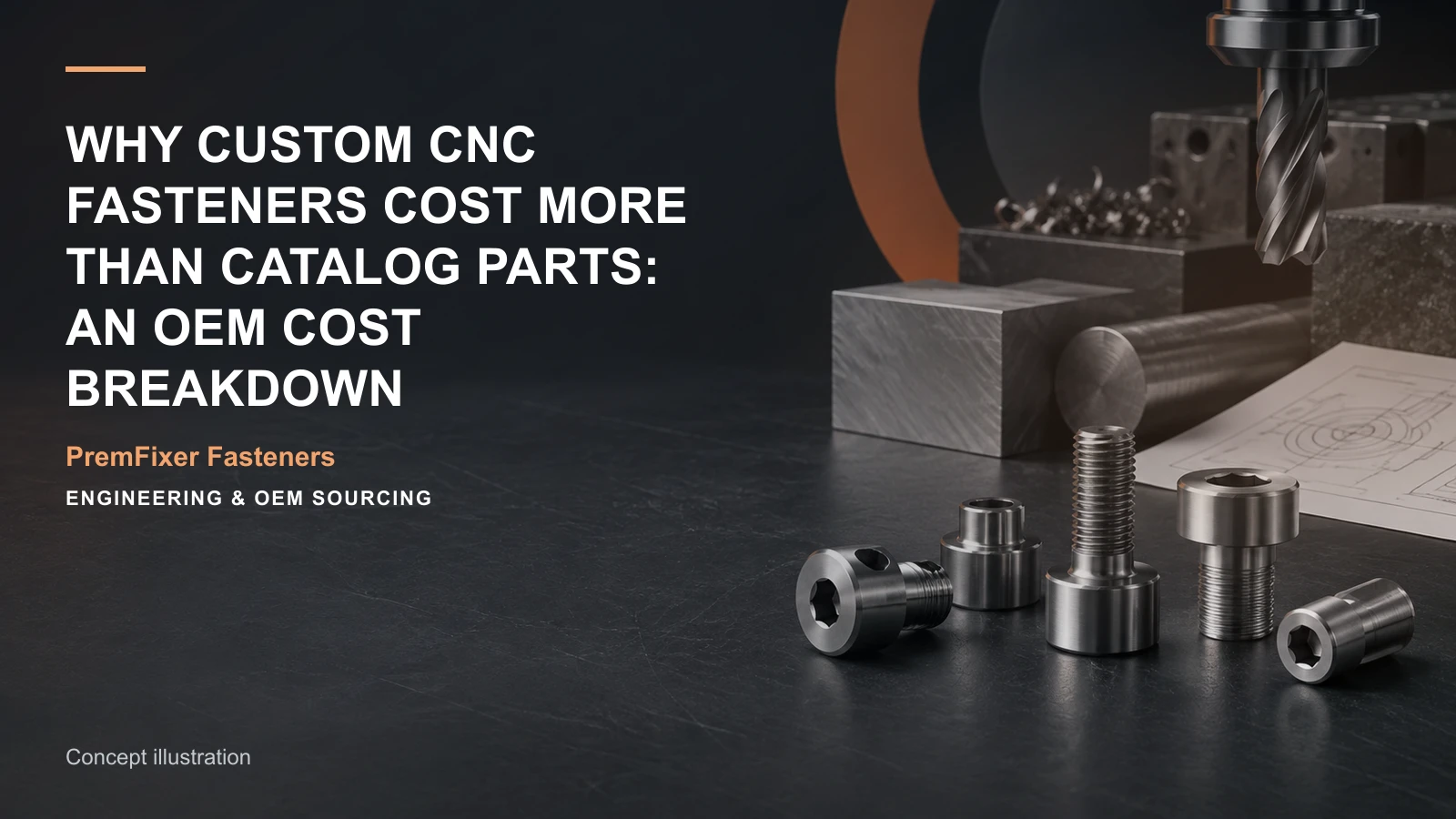 Concept illustration for Why Custom CNC Fasteners Cost More Than Catalog Parts: An OEM Cost Breakdown.