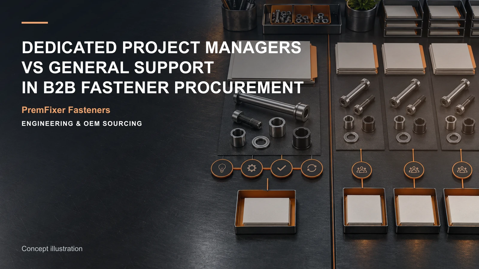 Conceptual engineering workspace introducing B2B fastener project communication for bicycle and electric-mobility OEM teams.