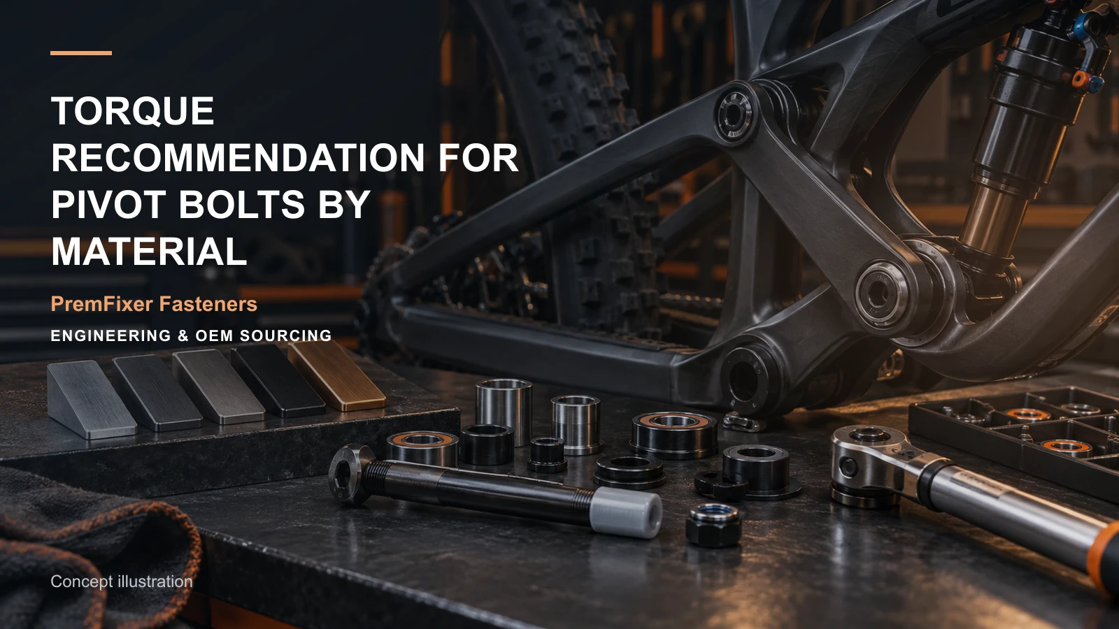Editorial concept for developing pivot torque recommendations with cards for torque specification inputs, clamp-and-adjustment distinction, effective engagement definition.