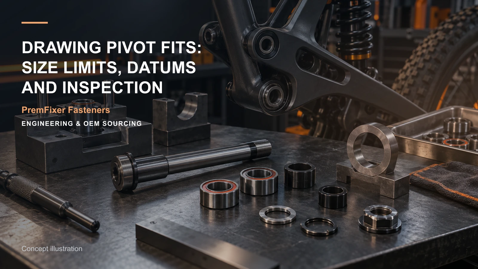 Concept illustration for Drawing Pivot Fits: Size Limits, Datums and Inspection.