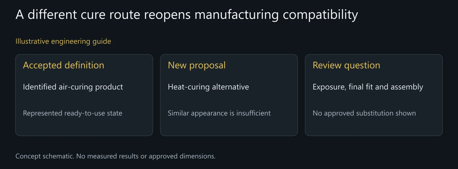 Illustrative substitution review. No actual product approval, customer coating trial or performance improvement is represented.