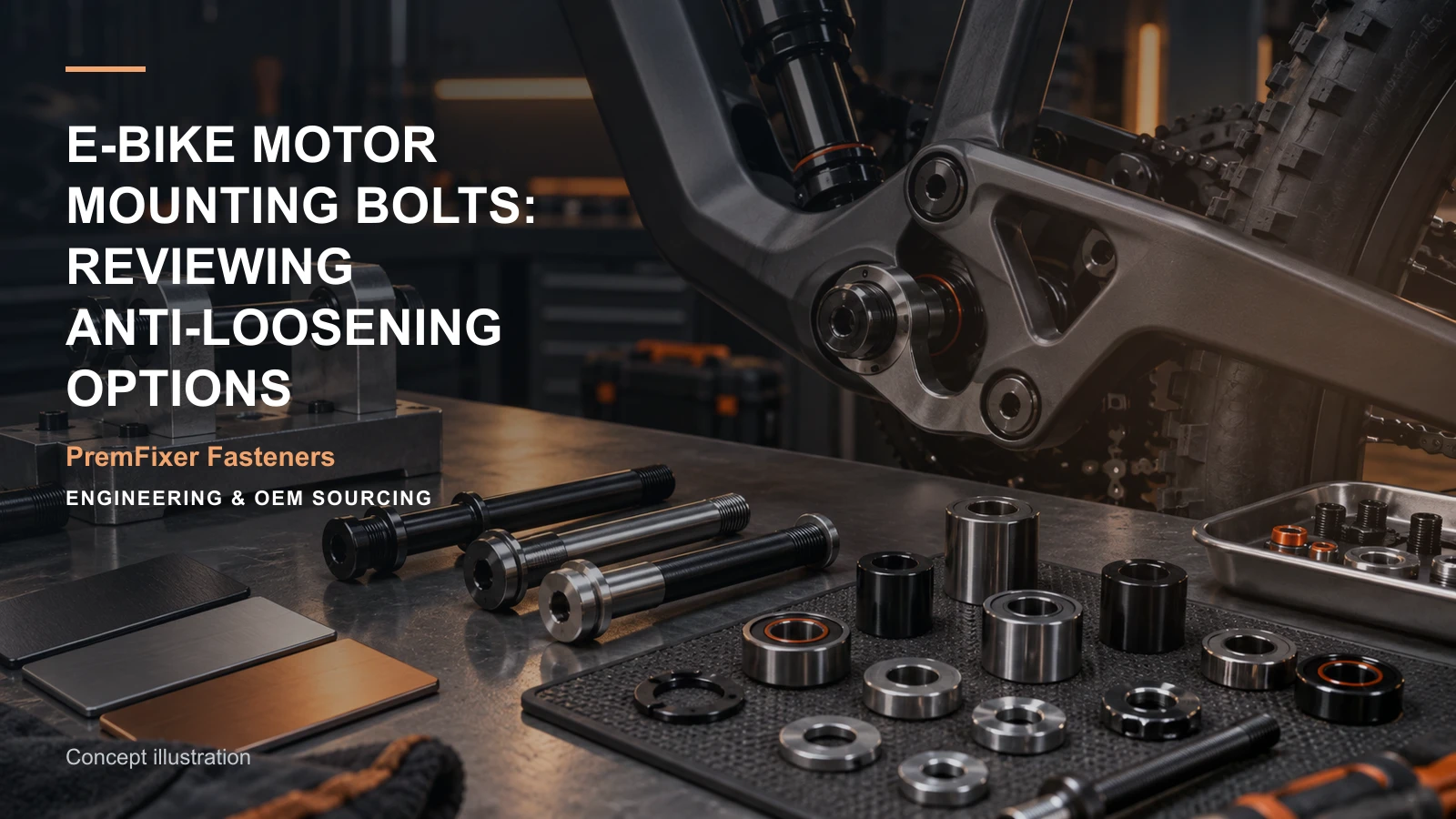 Concept illustration for E-Bike Motor Mounting Bolts: Reviewing Anti-Loosening Options.